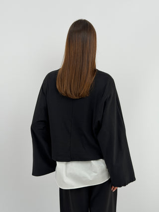 Maglia in Cotone Manica Ampia Nera
