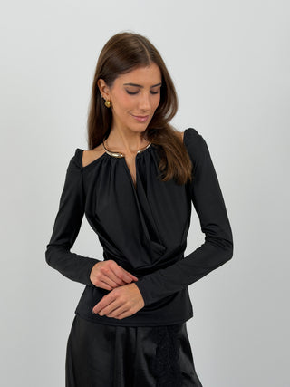 Maglia con Collarino Gioiello Nera