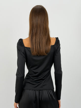 Maglia con Collarino Gioiello Nera