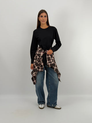 Maglia con Polsini Nera Lumina