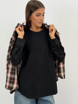 Maglia con Polsini Nera Lumina