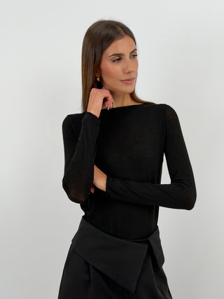 Maglia Ultralight con Cashmere Nera