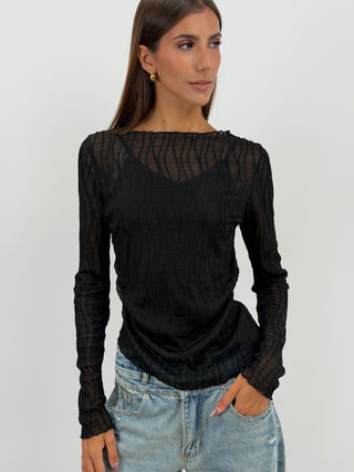 Maglia Waves a Manica Lunga Nera