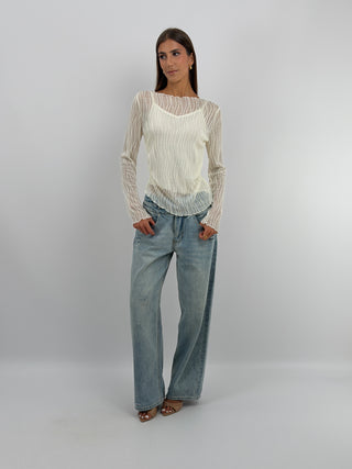 Maglia Waves a Manica Lunga Panna
