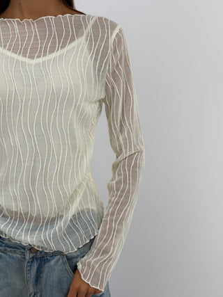 Maglia Waves a Manica Lunga Panna