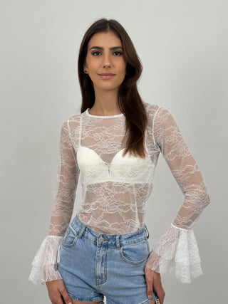 Maglia in Pizzo Bonnie Bianca