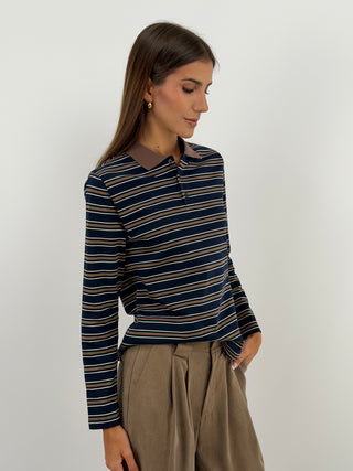 Maglia Polo a Righe Blu - Lumina