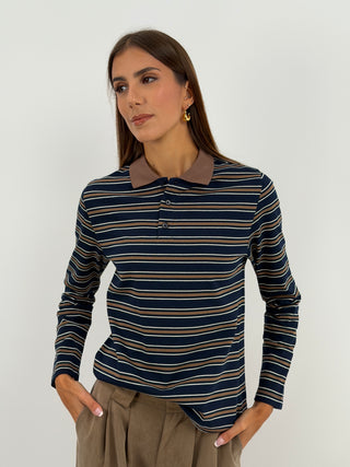 Maglia Polo a Righe Blu - Lumina