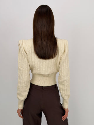 Pullover con Zip e Spalline Beige