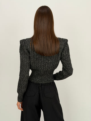 Pullover con Zip e Spalline Grigio