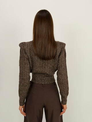 Pullover con Zip e Spalline Marrone