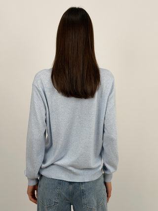 Maglione in Cashmere Azzurro con Colletto