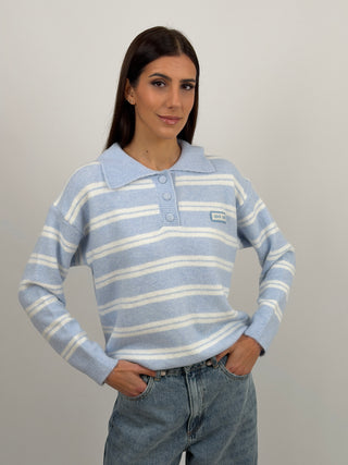 Maglione con Colletto Love Azzurro