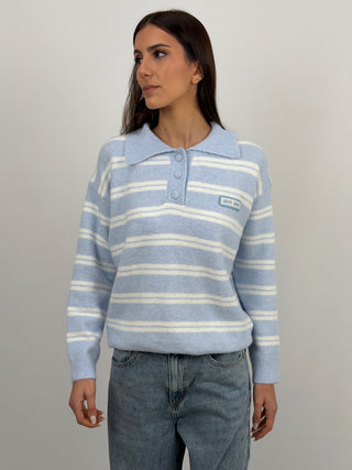 Maglione con Colletto Love Azzurro