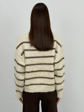 Maglione Over a Righe Beige