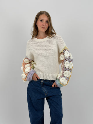 Maglione con Maniche Crochet
