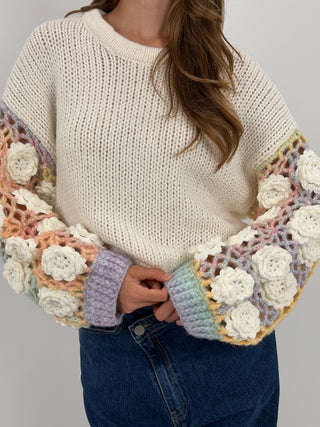 Maglione con Maniche Crochet