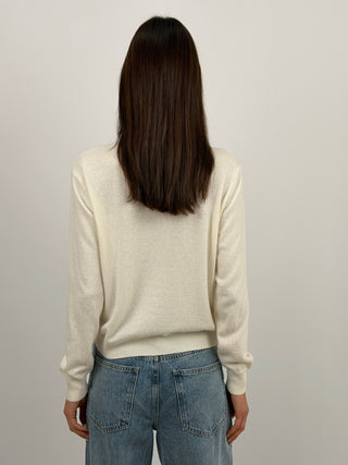 Maglione in Cashmere Crema con Colletto