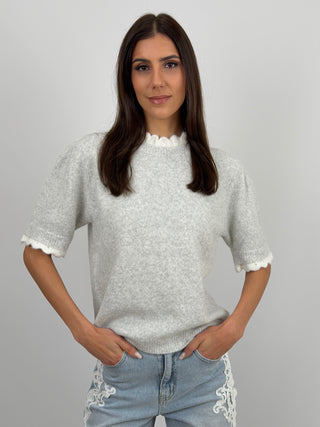 Pullover a Maniche Corte Grigio