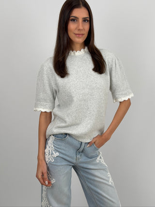 Pullover a Maniche Corte Grigio