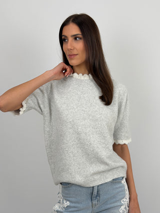 Pullover a Maniche Corte Grigio