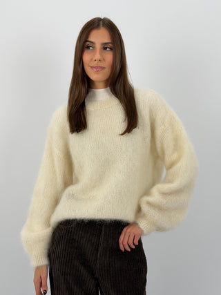 Maglione a Girocollo in Kid Mohair Burro
