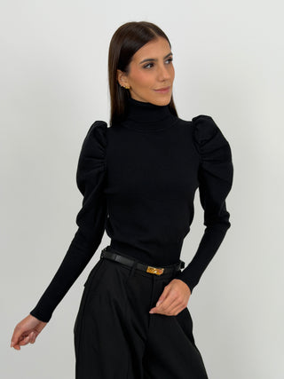 Maglione con Maniche a Sbuffo Nero