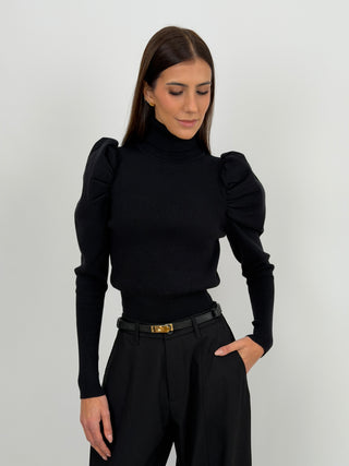 Maglione con Maniche a Sbuffo Nero