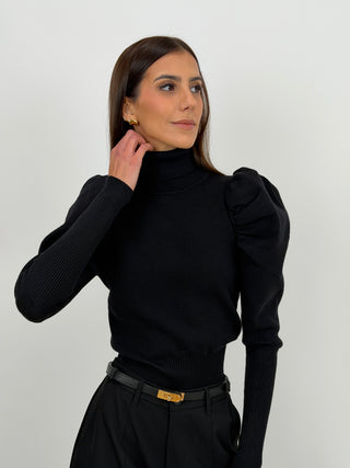 Maglione con Maniche a Sbuffo Nero