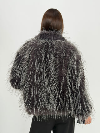 Pelliccia Effetto Piume Antracite