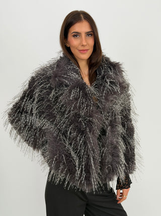 Pelliccia Effetto Piume Antracite