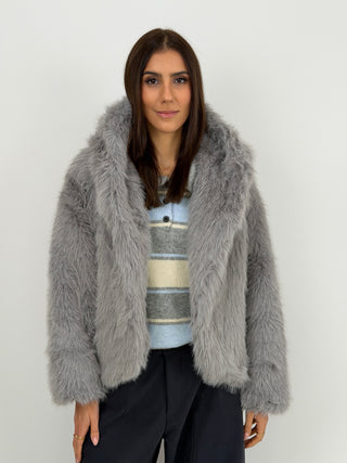 Pelliccia Ampia con Cappuccio Chamonix Grigia