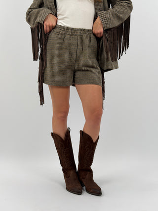 Shorts in Panno con Frange