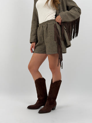 Shorts in Panno con Frange