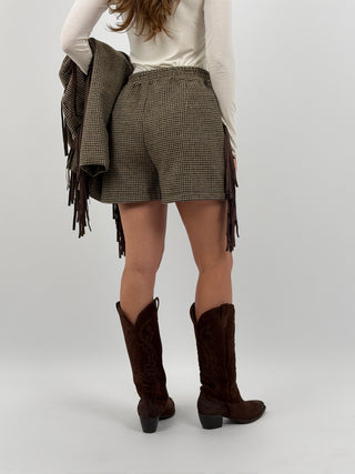 Shorts in Panno con Frange