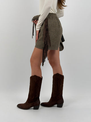 Shorts in Panno con Frange