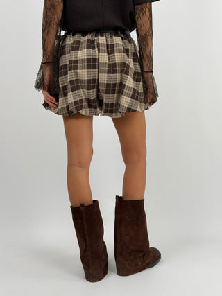 Shorts a Palloncino Tartan Marrone