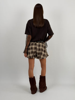 Shorts a Palloncino Tartan Marrone