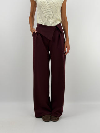 Pantalone con Fascia in Vita Bordeaux