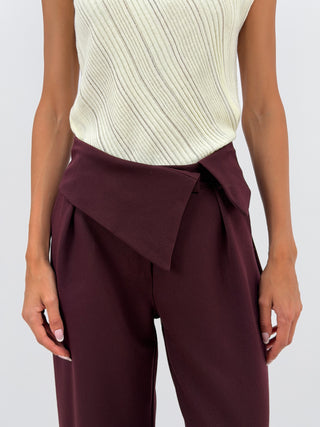 Pantalone con Fascia in Vita Bordeaux