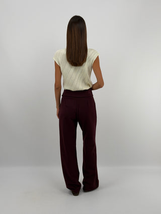 Pantalone con Fascia in Vita Bordeaux