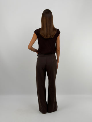 Pantalone con Fascia in Vita Marrone