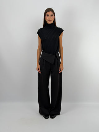 Pantalone con Fascia in Vita Nero