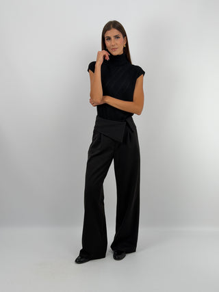 Pantalone con Fascia in Vita Nero