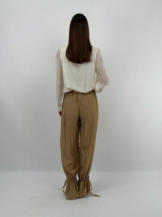 Pantalone con Lacci e Pizzo Cammello