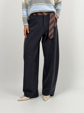 Pantalone con Cravatta Grigio Antracite