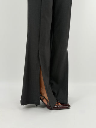 Pantalone con Spacchi e Cintura Grigio Scuro - Lumina