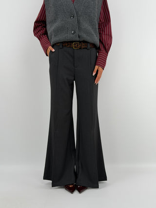Pantalone con Spacchi e Cintura Grigio Scuro - Lumina