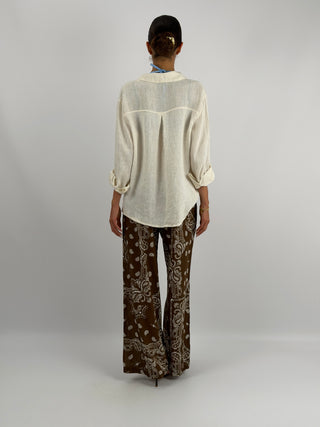 Pantalone Palazzo con Fantasia Bandana Marrone