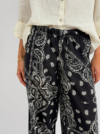 Pantalone Palazzo con Fantasia Bandana Nero